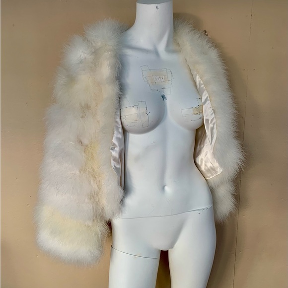 Vintage 70's Marabou Feather Cropped Jacket | Lilli Diamond Ostrich Feather Coat - Picture 6 of 10